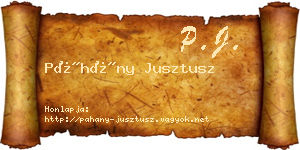 Páhány Jusztusz névjegykártya